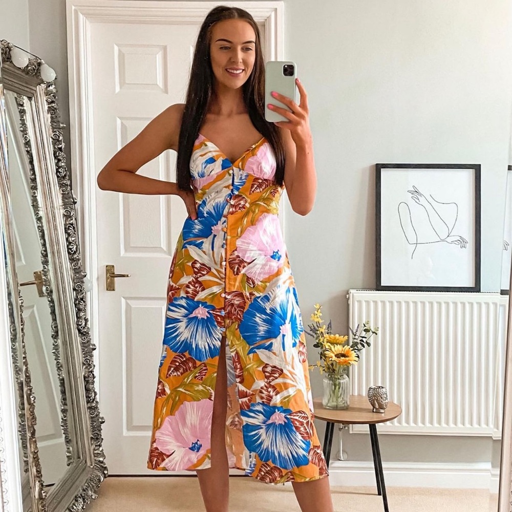 Zara Multicolored Tropical printed Dress